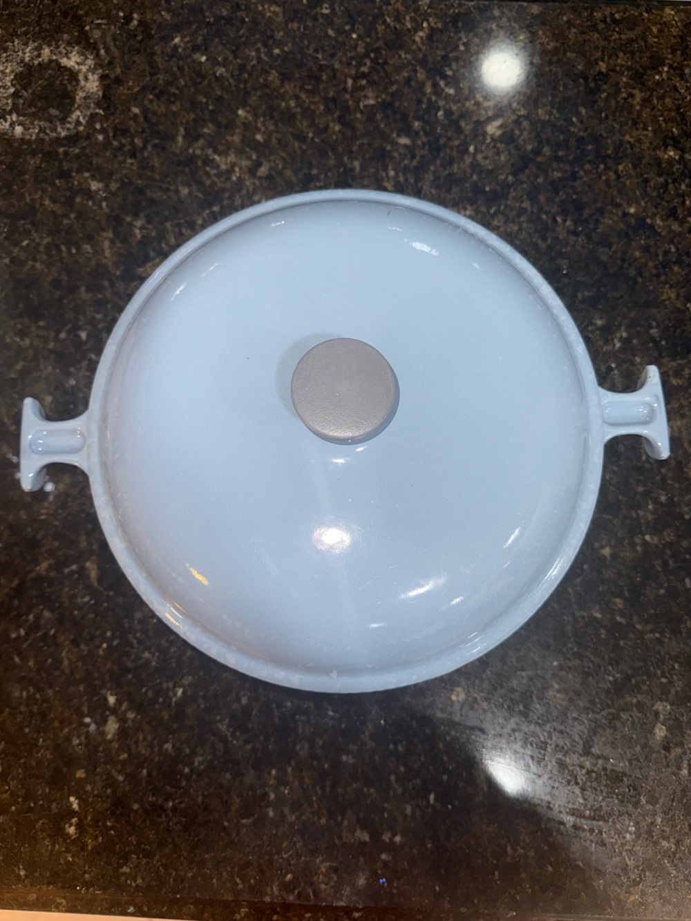 Le Creuset Light Blue Round Dutch Oven Lid with Silver Knob